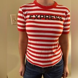 Red and white striped tee shirt, size small from express.
